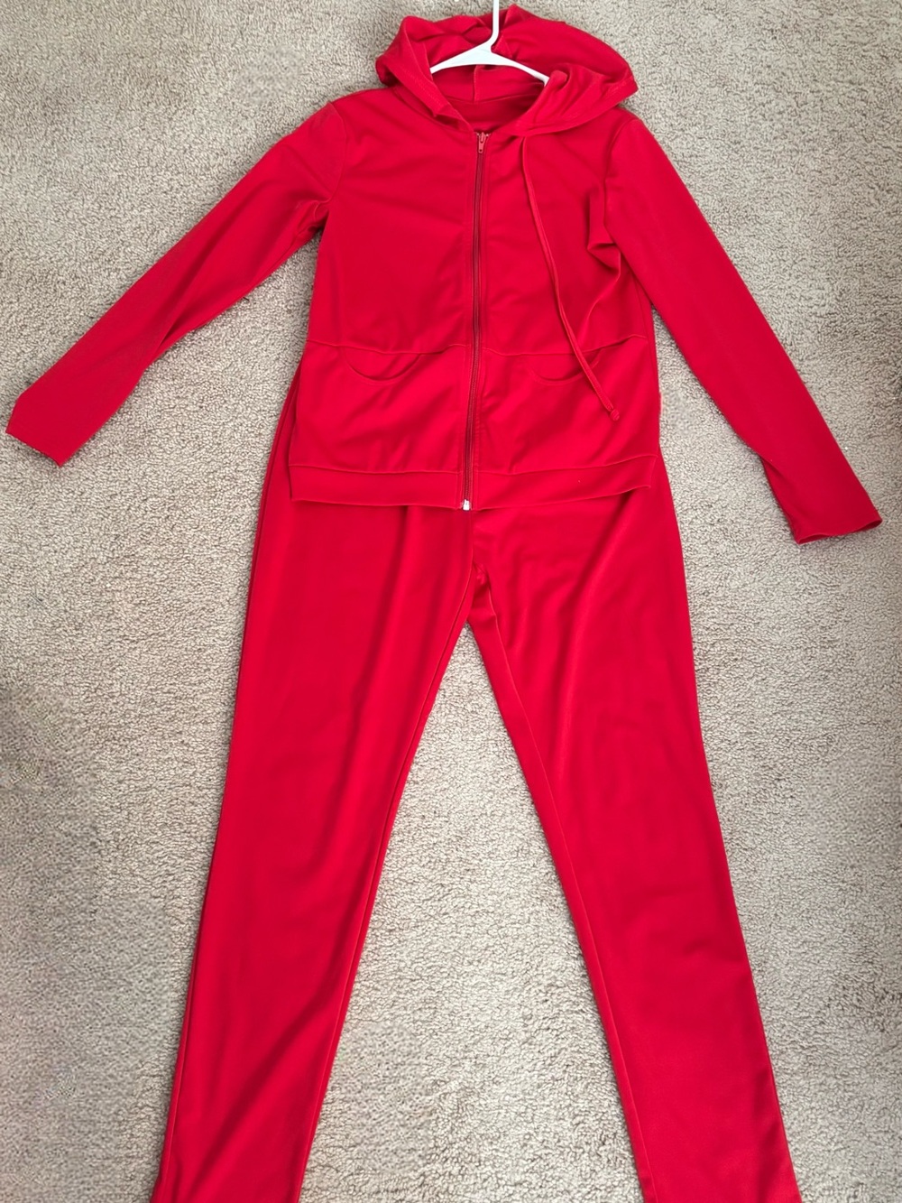 Women’s Red Hooded Pajama Set - Zip Jacket & Pants